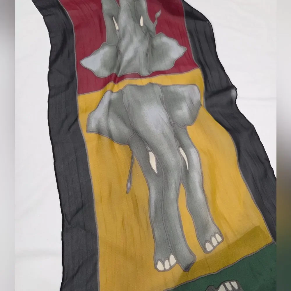 Vintage Jim Thompson Elephant Rectangle Silk Scarf